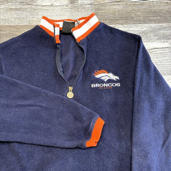 NFL Tops - Vintage 90s NFL Denver Broncos Blue Orange Womens M Quarter Zip Fleece‎ Pullover